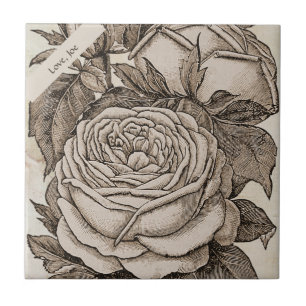 Vintage Halloween-Viktorianische Gotische Rose in  Fliese