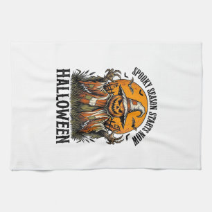 Vintage-Halloween-Vogelscheuche-Kürbis-Hexe-Shirt_ Geschirrtuch