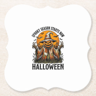 Vintage-Halloween-Vogelscheuche-Kürbis-Hexe-Shirt_ Untersetzer