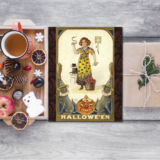 Vintage Halloween Vorbereitung für das Party Einladungspostkarte (Von Creator hochgeladen)