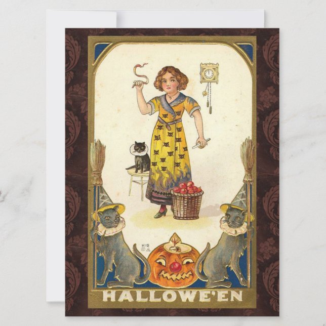 Vintage Halloween Vorbereitung für das Party Karte (Vorderseite)