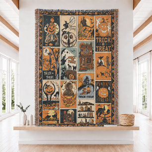Vintage-Halloween-Webteppich  Decke