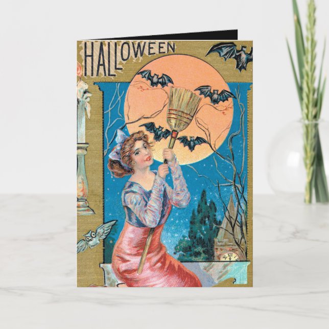 Vintage Halloween-Weihnachtsnachtsnachtsnacht Karte (Vorderseite)