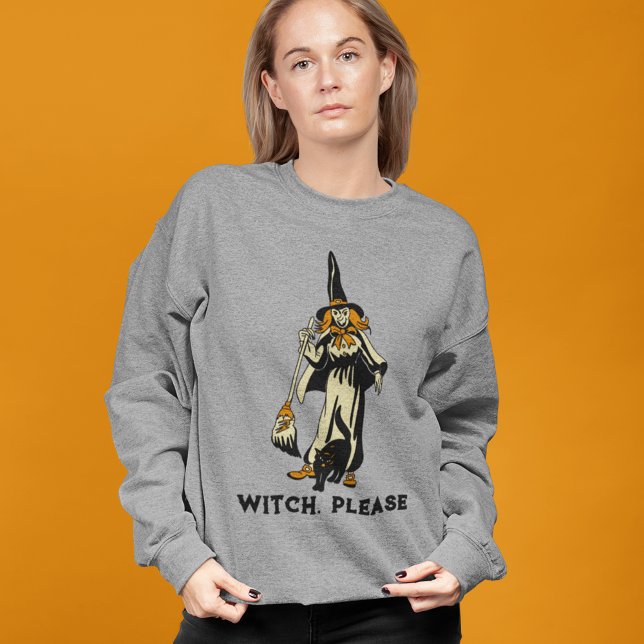 Vintage Halloween Witch and Cat Custom Slogan Sweatshirt (Von Creator hochgeladen)
