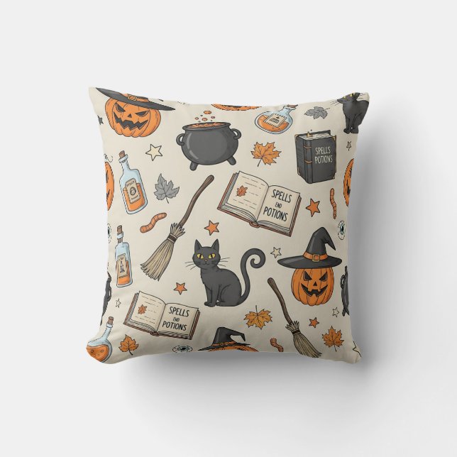 Vintage Halloween Witch Kissen (Vorderseite)