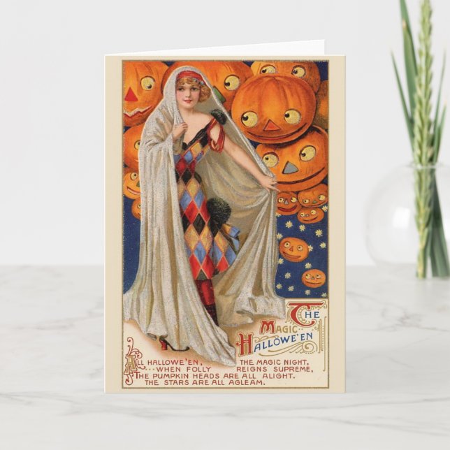 Vintage Halloween-Zauberkarte Karte (Vorderseite)