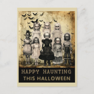 Vintage-Halloween-Zombie-Frohe-Geisterzeit Postkarte