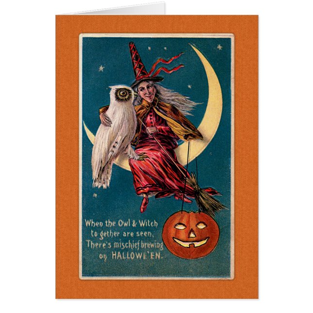 Vintage Halloweenhexe und -eule (Vorne)