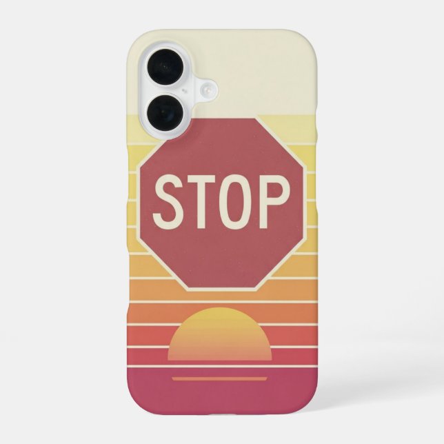 Vintage Halt Schild iPhone 16 Hülle (Rückseite)