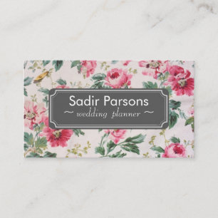 Vintage Hand gezeichnete Blumen Visitenkarte
