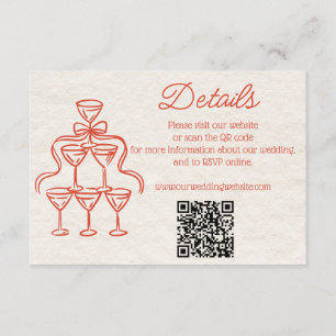Vintage Hand gezeichnete Retro Champagner Hochzeit Begleitkarte