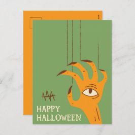 Vintage Hand Puppet Halloween Feiertagspostkarte