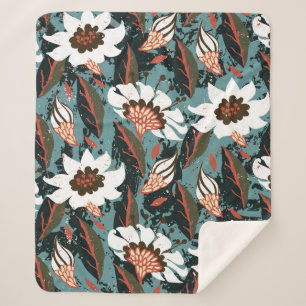 Vintage, handbemalte Blumenmuster mit Blume auf Sherpadecke