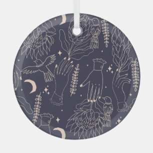 Vintage Hände und Vögel: Künstlerisches Muster Ornament Aus Glas