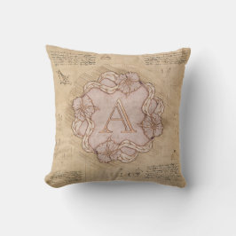 Vintage handgefertigte Letter A Word Art Pink Gold Kissen