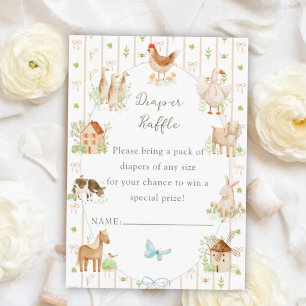 Vintage handgemalte Farm-Baby-Shower-Windel-Raffel Begleitkarte