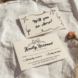 Vintage handgeschriebene einzigartige moderne Bow- RSVP Karte