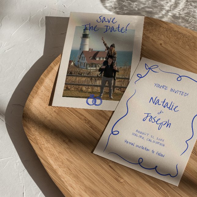 Vintage handgeschriebene einzigartige moderne Foto Save The Date (Von Creator hochgeladen)