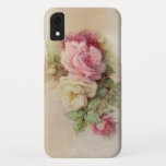 Vintage handgestrichene Rose Case-Mate iPhone Hülle<br><div class="desc">Schöner handgemalter Stil Vintag rosa und weiße Rosen blühen auf einem neutralen Kunsthandwerk.</div>