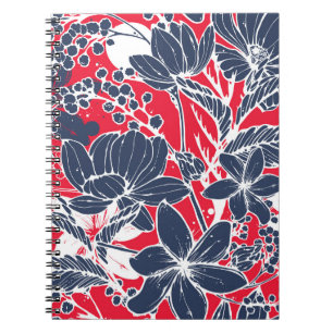 Vintage handGezeichnet Blume, elegantes Muster. Notizblock