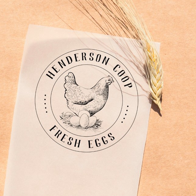 Vintage handgezeichnet Hühnerillustration Frische  Gummistempel (Von Creator hochgeladen)