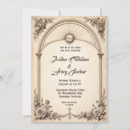 Vintage handGezeichnet Rose Einladung zur Hochzeit