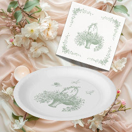 Vintage, handgezeichnete Grünanlage Elegant Serviette