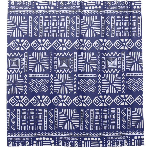 Vintage Handgezeichnete Vintage Ethnic Style Nahtl Duschvorhang (Vorderseite)
