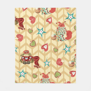 Vintage, handgezeichnete Weihnachtsmustertafel Fleecedecke