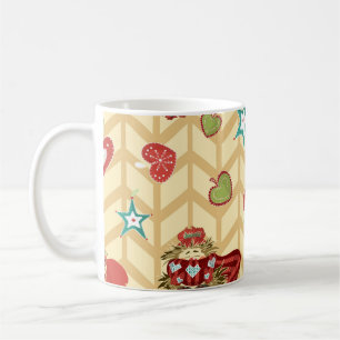 Vintage, handgezeichnete Weihnachtsmustertafel Kaffeetasse