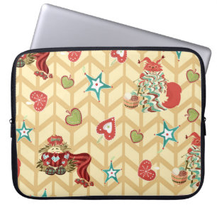 Vintage, handgezeichnete Weihnachtsmustertafel Laptopschutzhülle