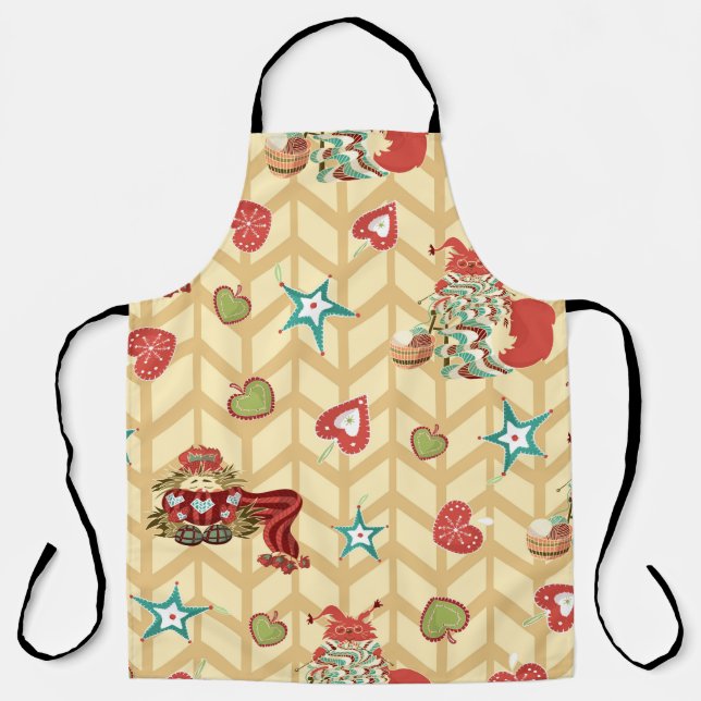 Vintage, handgezeichnete Weihnachtsmustertafel Schürze (Vorderseite)