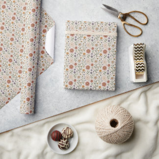 Vintage Handgezeichnete Wildblumen Patchwork Nahtl Geschenkpapier