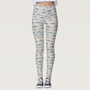 Vintage handgezeichnetes Fisch-Nahtlosmuster Leggings