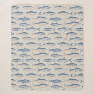 Vintage handgezeichnetes Fisch-Nahtlosmuster Sherpadecke
