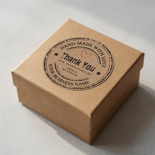 Vintage-Handmade-Dankeschön-Aufkleber - Mit Liebe Runder Aufkleber