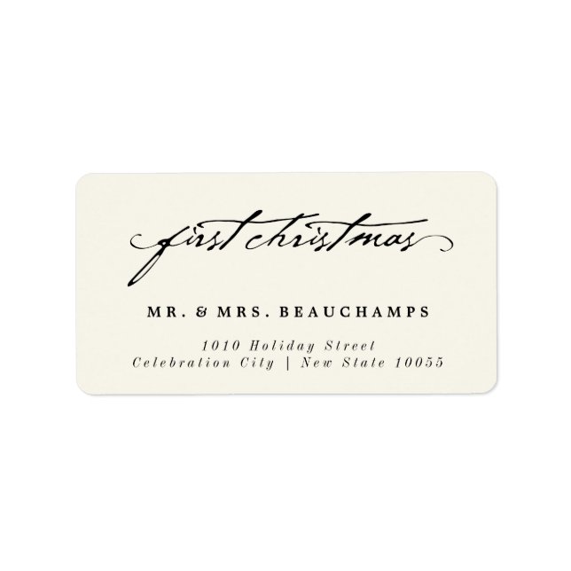 Vintage Handschrift 1. Weihnachtsfeier Adressaufkleber (Vorne)