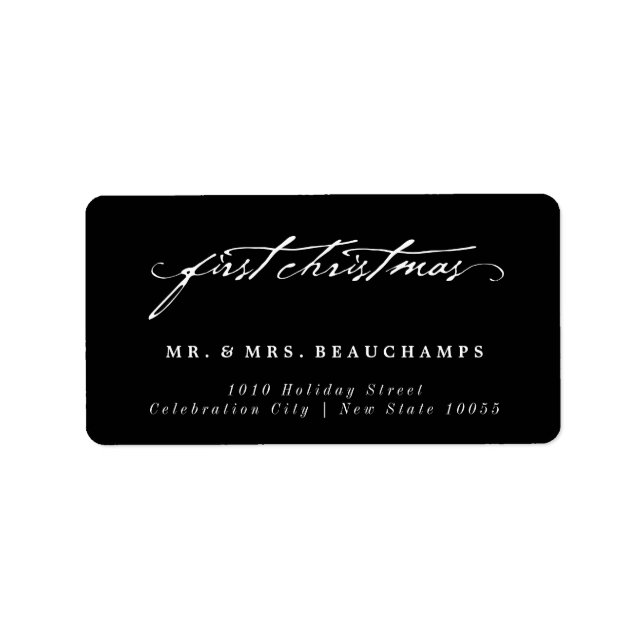 Vintage Handschrift 1. Weihnachtsfeier Adressaufkleber (Vorne)