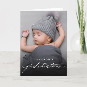 Vintage-Handschrift-Babys erstes Weihnachten Foto