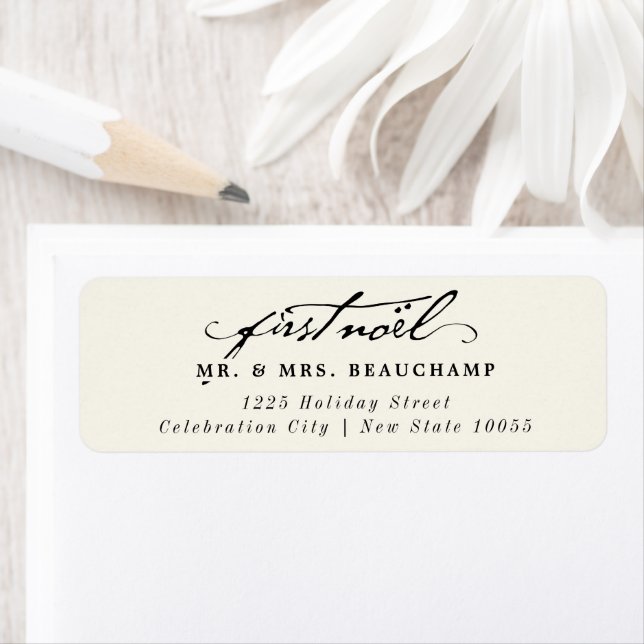 Vintage Handschrift Erste Weihnachten Hochzeitadre (Insitu)