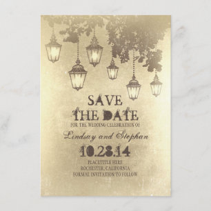 Vintage hängende Lampe beleuchtet Save the Date