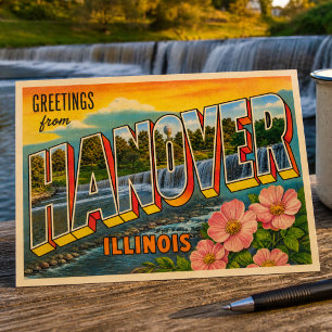 Vintage Hanover Illinois Gruß aus Postkarte