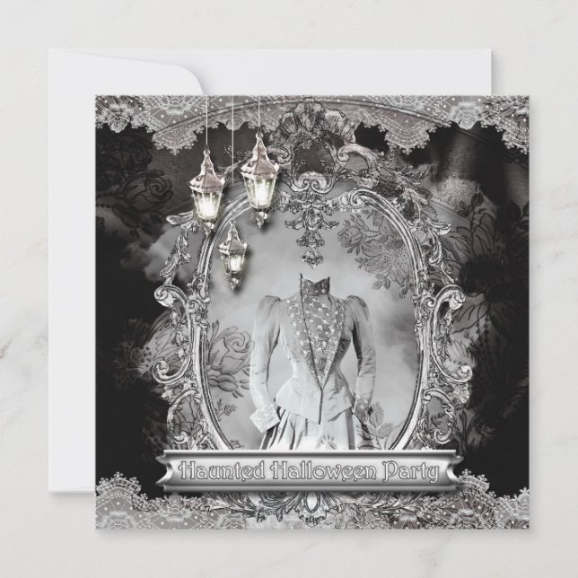 Vintage Hantée Dame Halloween Fête Invitation (Devant)