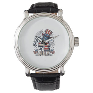 Vintage Happy 4. Juli Patrioten Hut Vektor Des Armbanduhr