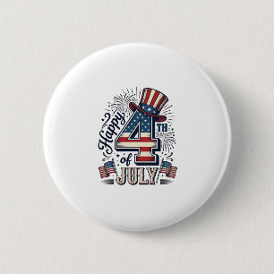 Vintage Happy 4. Juli Patrioten Hut Vektor Des Button
