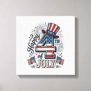 Vintage Happy 4. Juli Patrioten Hut Vektor Des Leinwanddruck