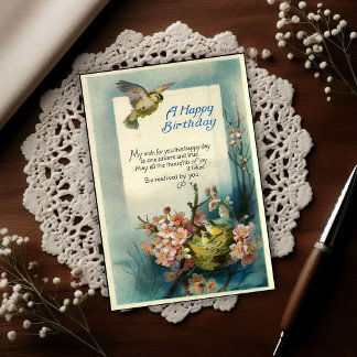 Vintage Happy Birthday 1917 Vogelnest Postkarte