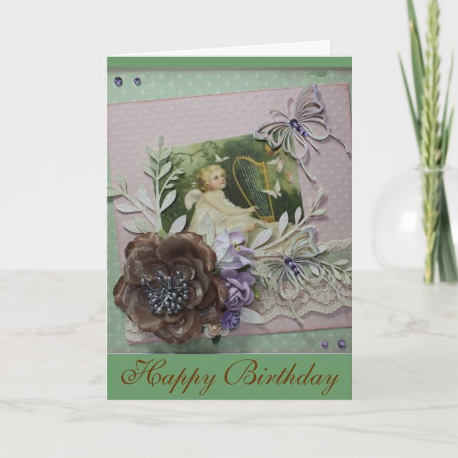 Vintage Happy Birthday 1 Karte (Vorderseite)