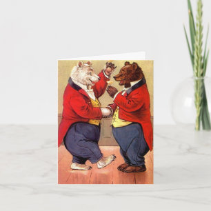 Vintage Happy Dancing Bears Toast Carte de remerci