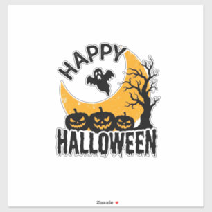 Vintage-Happy-Halloween-Geist-Kürbis-Shirt-Design Aufkleber